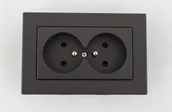 Gniazdka elektryczne - DPM Solid Gniazdko Vilma podwójne z uziemieniem grafitowe - miniaturka - grafika 1