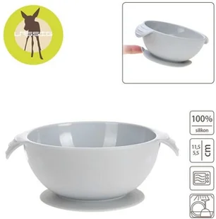 Lassig Miseczka silikonowa z przyssawką Little Chums Mysz szara solution-bc-6146-0 - Miseczki i talerzyki dla dzieci - miniaturka - grafika 2