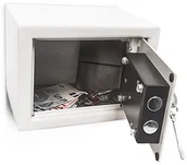 Sejfy i kasy pancerne - Relaxdays Mini sejf ścienny marki , sejf z kluczem, ze stali nierdzewnej, z podwójnym zamkiem na rygiel, wytrzymały, mały, Wymiary:17 x 23 x 17 cm, jasnoszary 10010086 - miniaturka - grafika 1