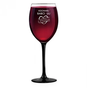 Murrano Kieliszek grawerowany do wina z czarną nóżką onyx dla babci SKI-ONYX-007 - Dzień Babci i Dzień Dziadka - miniaturka - grafika 2