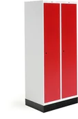 Meble do szkół i przedszkoli - AJ Produkty Szafka do szatni ROZ, 2 moduły, 2 drzwi, 1740x800x550 mm, czerwony, z podstawą - miniaturka - grafika 1