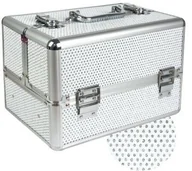 Kosmetyczki, organizery i kuferki - Allepaznokcie Kuferek kosmetyczny M na lakiery cyrkonie biały 7038-2 - miniaturka - grafika 1