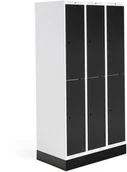 Meble do szkół i przedszkoli - AJ Produkty Szafka do szatni ROZ, 3 moduły, 6 drzwi, 1740x900x550 mm, czarny, z podstawą - miniaturka - grafika 1