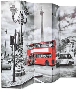 vidaXL Składany parawan, 200 x 180 cm, londyński autobus, czarno-biały - Parawany - miniaturka - grafika 3