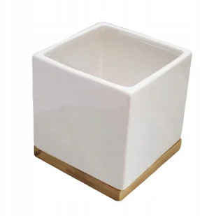 Osłonka doniczki Bamboo kwadratowa 16 cm biała 02.676.13 - Donice - miniaturka - grafika 2