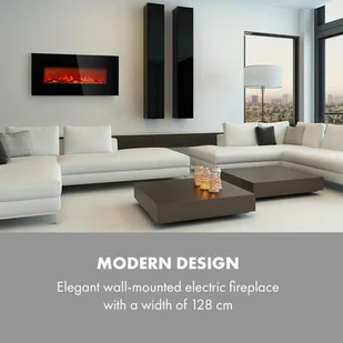 Klarstein Lausanne Long, 128 cm, 1600 W, czarny FP16-Lausanne-Black - Kominki elektryczne - miniaturka - grafika 2