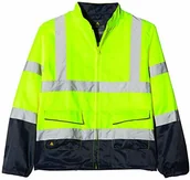 Odzież robocza - Deltaplus Deltaplus PHVE2JMXG Panostyle wysoce widoczna kurtka robocza z poliestru/bawełny, neonowy żółty-granatowy, rozmiar XL PHVE2JMXG - miniaturka - grafika 1