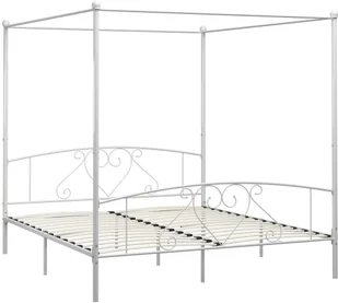 vidaXL Rama łóżka z baldachimem, biała, metalowa, 180 x 200 cm - Łóżka - miniaturka - grafika 2