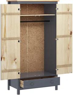 vidaXL Szafa dwudrzwiowa Hill Range, szara, 89x50x170 cm, lita sosna - Szafy - miniaturka - grafika 5