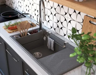 Deante Magnetic Zlewozmywak granitowy jednokomorowy 56x50 cm antracyt ZRMT103 - Zlewozmywaki - miniaturka - grafika 5