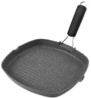 Patelnie - H+H H & H Stone patelnia do grillowania kwadratowa z uchwytem z dno indukcyjne, z silikonu, aluminium, antrazit, 28 cm 8003512576966 - miniaturka - grafika 1