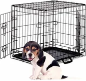 Sprzęt podróżny i transportery dla psów - Relaxdays S-XXXL, składana klatka do transportu psów, 2 drzwi, skorupa podłogowa, metalowa klatka druciana, czarna, m - miniaturka - grafika 1