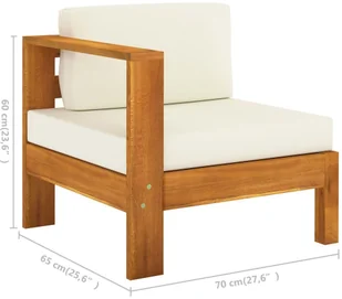 vidaXL 4-osobowa sofa ogrodowa z kremowymi poduszkami, drewno akacjowe 3057928 - Meble ogrodowe - miniaturka - grafika 10