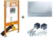 Stelaże i zestawy podtynkowe do WC - Werit Jomo JomoTech Zestaw stelaż do miski WC podwieszanej H112 z przyciskiem Exclusive 2.0 Chrom mat + Wsporniki 174-91101100-00 - miniaturka - grafika 1