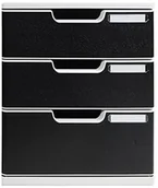 Pojemniki biurowe - Exacompta Exacompta 325014D Szafka pojemnik Modulo z 3 szufladami na dokumenty A4+ Wytrzymała i praktyczna szafka o dużej pojemności dla większej ilości miejsca na biurku, czarna|szara 325014D - miniaturka - grafika 1