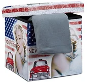 Pufy i podnóżki - Relaxdays Składana pufa 38 cm, stabilna, wykonana ze sztucznej skóry z modnymi motywami, może służyć jako praktyczny podnóżek, kostka do siedzenia i pojemnik z pokrywką 10019050_540 - miniaturka - grafika 1