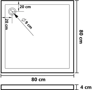 vidaXL Lumarko Brodzik prysznicowy z wypustkami, biały, 80x80x4 cm, ABS 148900 - Brodziki prysznicowe - miniaturka - grafika 7