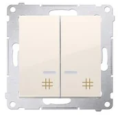 Wyłączniki światła i elektryczne - Kontakt Kontakt_Simon Łącznik krzyżowy podwójny z podświetleniem (moduł) 10AX. 250V. szybkozłącza krem DW7/2L.01/41 - miniaturka - grafika 1