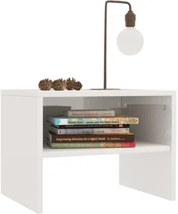 vidaXL Szafka nocna, biała, wysoki połysk, 40x30x30 cm, płyta wiórowa - Szafki nocne - miniaturka - grafika 3