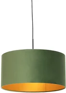 Lampy sufitowe - QAZQA Lampa wisząca klosz welurowy zielono-złoty 50cm - Combi - miniaturka - grafika 1