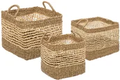 Pudła i pojemniki do przechowywania - Koszyki do przechowywania z uchwytami 3 sztuki wiklina 168422 - miniaturka - grafika 1