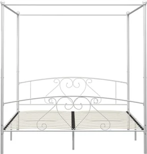 vidaXL Rama łóżka z baldachimem, biała, metalowa, 180 x 200 cm - Łóżka - miniaturka - grafika 3