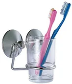 Szczoteczki do zębów - MSV 140320 chromowany uchwyt do szczoteczek do zębów Super przyssawkami PCW, chromowany, 9,5 x 10,5 x 6 cm 140320 - miniaturka - grafika 1