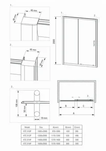 Deante Cynia 120x195 profil chrom szkło transparentne KTC 012P - Ścianki i drzwi prysznicowe - miniaturka - grafika 3