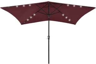 vidaXL Parasol z lampkami LED, na stalowym słupku, bordo, 2x3 m 313790 - Parasole ogrodowe - miniaturka - grafika 2