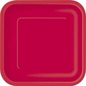Kinder party - Unique Supplies imprezowy Impreza talerze papierowe, 18 cm, kwadratowa, 16 szt., 18 cm, czerwony 31502 - miniaturka - grafika 1