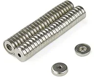 Dekoracje domu - first4magnetsTM first4magnets f4mb14s N42 magnesów neodymowych wyciągnąć pojemnik ze stali nierdzewnej, 5,2 kg, opakowanie z 50-50 °C/otwór, metalowy, srebrny, średnica 14 MM X grubość 3,5 MM X 3 MM F4MB14S-50 - miniaturka - grafika 1