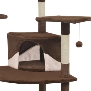 vidaXL Drapak dla kota z sizalowymi słupkami, 203 cm, brązowo-biały - Drapaki dla kotów - miniaturka - grafika 5