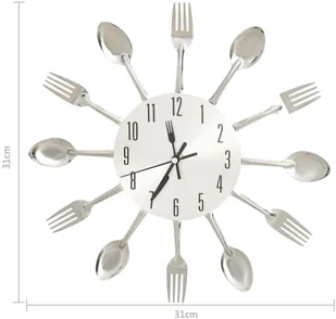 VidaXL Lumarko Zegar ścienny z łyżek i widelców, srebrny, 31 cm, aluminium 325162 VidaXL - Zegary - miniaturka - grafika 7