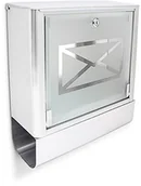 Skrzynki na listy - Relaxdays skrzynka na listy Skrzynka na listy ścienna skrzynka na listy Skrzynka pocztowa z tubą na gazety ze stali nierdzewnej z drzwiami szklanymi szer. x wys. x gł. ok. 35 x 40 x 14 cm Szary Srebrn - miniaturka - grafika 1