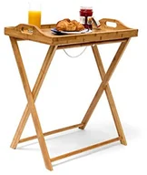Tace i patery - Relaxdays Stół z drewna bambusowego  wys. x szer. x gł.: ok. 63,5 x 55 x 35 cm stolik pomocniczy stolik z taca na śniadanie i wiele więcej składany Plus tabeli kuchni taca do serwowania, taca do serwow 10019136 - miniaturka - grafika 1