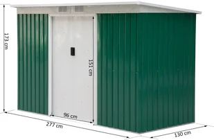 Outsunny METALOWA ALTANA DOMEK NARZĘDZIOWY SZOPA WIATA CYNKOWANA zielona 277 x 130 x 173 cm - Altany ogrodowe - miniaturka - grafika 2