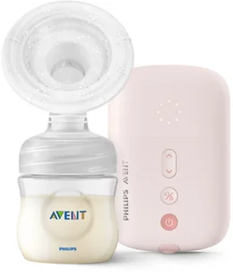 Philips Avent, elektryczna pompka do mleka SCF395/11, pompa pojedyncza, elastyczna poduszka silikonowa, butelka natury, cichy silnik, różowa - Butelki dla niemowląt - miniaturka - grafika 2