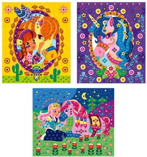 Janod Zestaw artystyczny Mozaika Konie i jednorożce 5+, (stary indeks: J07804) solution-bc-7945-0 - Zabawki kreatywne - miniaturka - grafika 3