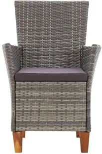 vidaXL 5-częściowy zestaw mebli ogrodowych, polirattan i akacja, szary - Meble ogrodowe - miniaturka - grafika 7