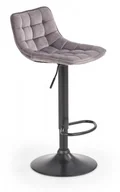 Taborety i hokery - Halmar Hoker barowy welurowy H95 szary/popiel - z regulacją wysokości - miniaturka - grafika 1