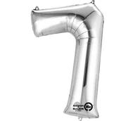 Kinder party - Balon foliowy Cyfra "7" srebrna 85cm - miniaturka - grafika 1