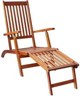 vidaXL Leżak tarasowy z podnóżkiem i poduszką, lite drewno akacjowe 3064020 - Leżaki ogrodowe - miniaturka - grafika 2