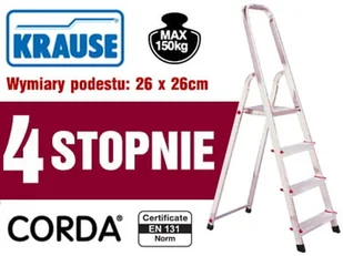 Krause 996 99674642 Aluminiowa drabina domowa Corda 4 stopnie wysokość robocza 2,80m) 74642-uniw - Drabiny Krause 996 99674642 Aluminiowa drabina domowa Corda 4 stopnie wysokość robocza 2,80m) 74642-uniw - Drabiny - miniaturka - grafika 1