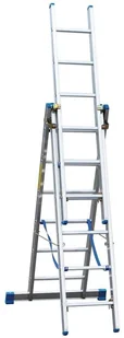 Drabex 996 99674938 Drabina 3-elementowa anodowana 3x9 wysokość robocza 7,55m) 74938-uniw - Drabiny - miniaturka - grafika 3