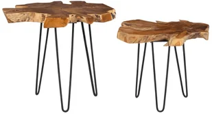 Beliani Zestaw 2 stolików pomocniczych ciemne drewno z czarnym CAMROSE - Ławy i stoliki kawowe - miniaturka - grafika 2