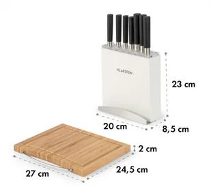 Klarstein Klarstein Kitano Plus 9-częściowy zestaw noży blok nożowy bambusowa deska do krojenia kolor biały KG10-Kitano Plus - Noże kuchenne - miniaturka - grafika 9