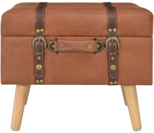 vidaXL Stołek ze schowkiem, 40 cm, kolor tan, sztuczna skóra vidaXL - Pufy i podnóżki - miniaturka - grafika 4