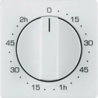 Wyłączniki światła i elektryczne - Hager sp. z o.o. Q.1 Płytka czołowa z pokrętłem regulacyjnym do łącznika czasowego 0-120 min biały aksamit 16336089 - miniaturka - grafika 1