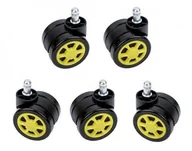 Meble modułowe i akcesoria - Zenga.pl Kółka sportowe do foteli Gamingowych, miękkie gumowane kolka yellow - miniaturka - grafika 1