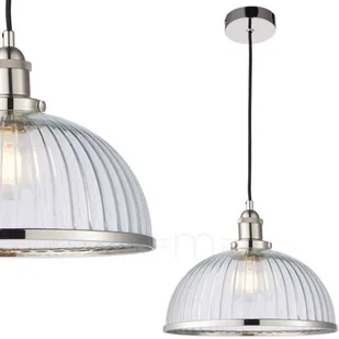 Endon Szklana LAMPA wisząca HANSEN 76713 Endon plisowana OPRAWA zwis kopuła nikiel przezroczysta 76713 - Lampy sufitowe - miniaturka - grafika 3